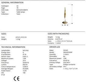 Veioza LED design modern decorativ Twist auriu