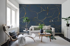 Fototapet, Gold Swirl, Dark Blue, Rebel Walls