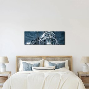 Tablou cu arhitectură în întuneric (cu ceas) (90x30 cm)
