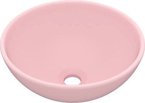 vidaXL Chiuvetă baie lux, roz mat, 32,5x14 cm, ceramică, rotund