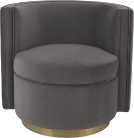 Fotoliu pivotant design elegant Amanda, catifea gri 115148 HZ