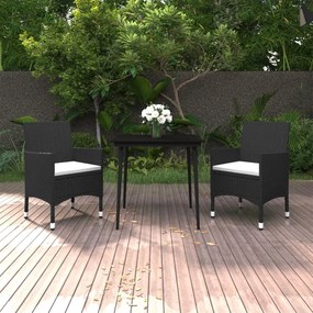 3099727 vidaXL Set mobilier de grădină cu perne, 3 buc., poliratan și sticlă