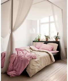 Lenjerie de pat roz din bumbac percal pentru pat de o persoană 140x200 cm Daisy – JUNA