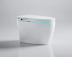 Vas toaletă inteligentă cu Bideu, Afișaj LED, Telecomandă, Sterilizare UV, Deschidere/Închidere automată, funcționare senzor picior, Control inteligent al Temperaturii, Uscare aer cald, Iluminare de noapte, Ceramică, Alb, 859