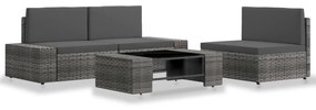 3054601 vidaXL Set mobilier de grădină, 4 piese, gri, poliratan