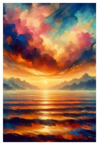 Tablou cer colorat deasupra munților