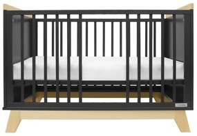 New Baby Crib Marcus cu barieră, negru / natural