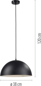 Schöner Wohnen 11728-18 - Lampă suspendată ALI pe cablu, 1xE27/25W/230V, Ø 38 cm, negru