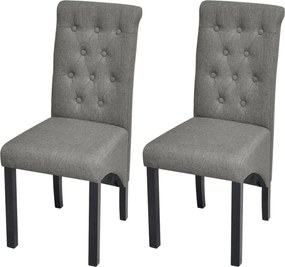 vidaXL Scaune de bucătărie, 2 buc., gri deschis, material textil