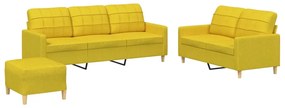 3201319 vidaXL Set de canapele cu perne, 3 piese, galben deschis, textil