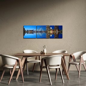 Tablou - Rotterdam nocturn (cu ceas) (90x30 cm)