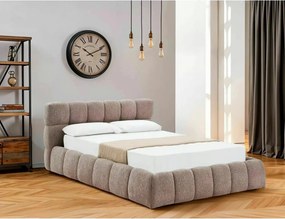Pat PARMA 140x200, bej închis, stofă, cu spațiu de depozitare