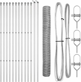 vidaXL Stâlp de gard. Argintiu 25 x 1,4 m (plasă de 50 mm) Oțel