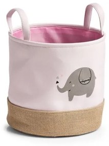 Cos depozitare cu manere, pentru copii, Elephant Large Roz, Ø30xH29 cm