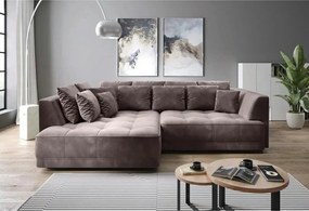 Coltar extensibil TIGA, sezlong stanga, stofa catifelata maro - Whispe
