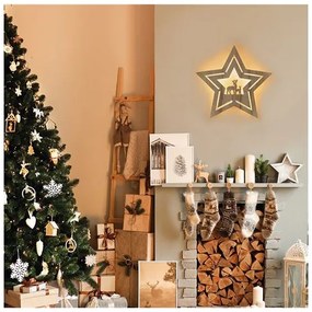 Decorațiune LED de Crăciun LED/2xAA lemn stea Solight 1V261