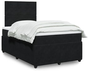 vidaXL Pat box spring cu saltea, negru, 120x200 cm, catifea