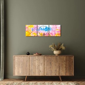 Tablou - Cuplu pictat, acuarelă (cu ceas) (90x30 cm)