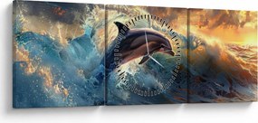 Tablou - Delfin, ilustrații (cu ceas) (90x30 cm)