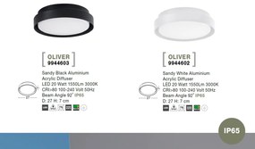 Plafoniera LED pentru iluminat exterior design modern slim IP65 OLIVER neagra