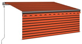 Copertina retractabila automat cu stor portocaliumaro 3x2,5 m portocaliu si maro, 3 x 2.5 m