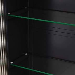 Dulap de Perete cu 3 Uși din Sticlă cu Design Curbat, Negru | Aosom Romania