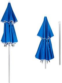 Umbrela de plaja Muhler 22511008629, Ø190 cm, Inaltime 203 cm, 8 spite din fibră de sticla, Inclinare reglabilă, protecție UV UPF 50+, Albastru