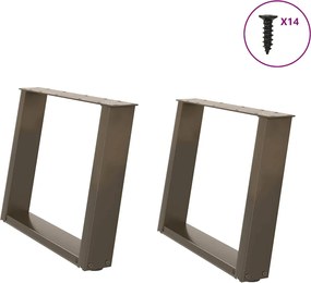 vidaXL Picioare pentru măsuță de cafea în formă de U, 2 buc., oțel natural, 60 x (42-43) cm