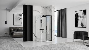 Cabina dus de colt Rapid Slide Negru 100x90cm, Rea