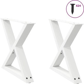 vidaXL Picioare pentru măsuță de cafea, 2 buc., alb, 50x(42-43,3) cm, oțel