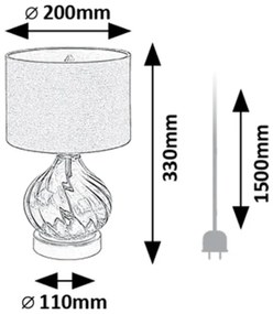 Veioza/Lampa de masa decorativa Pirelo fumuriu
