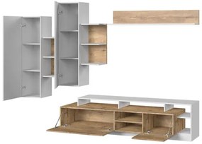 Mobilier living Tess (Alb + stejar mare). Promo -17%. 1058539