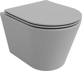 Mexen Rico vas de toaletă Rimless cu capac cu cădere lentă, slim, duroplast, gri deschis mat - 30724061