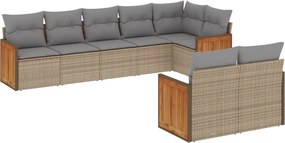 vidaXL Set canapele de grădină, 8 piese, cu perne, bej, poliratan