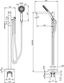 JASMIN Baterie stativa cu montaj pe pardoseala pentru cada freestanding