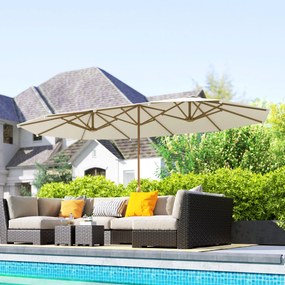 Outsunny Umbrelă de Soare cu Două Fețe și Mâner cu Manivelă Ușor de Utilizat, 455x265x238 cm, Bej | Aosom Romania