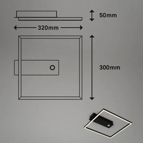 Briloner 3770-015 - Lampă de tavan LED cu senzor FRAME LED/14W/230V 3000K 32x30 cm neagră