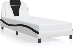 vidaXL Cadru de pat Viana fără saltea alb și negru, 80x200 cm, piele ecologică