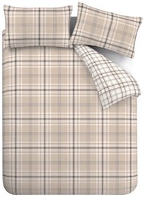Lenjerie de pat maro/bej pentru pat dublu 200x200 cm Kelso Check – Catherine Lansfield