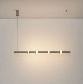 Lustra tub subtire aluminiu gri inchis si alabastru LED MARLOW