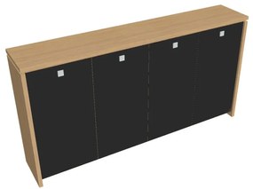 Dulap mediu pentru haine Verno 248 x 46 x 130 cm, uși de sticlă, stejar deschis / negru