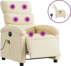 vidaXL Fotoliu electric de masaj rabatabil, crem, textil