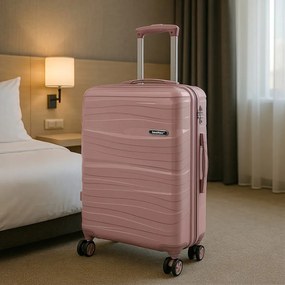 TraveLux Voyager VI set valiză rulantă aur roz