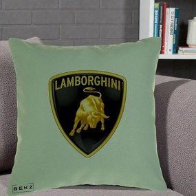 Perna Personalizata cu emblema Lamborghini, 40x40 cm, Verde, Husa Detasabila, Perna Inclusa, BEKZ®