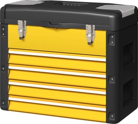 HOMCOM Cutie pentru scule cu 4 sertare, cufăr din oțel termolacat cu tavă detașabilă, 49,7x25,3x40,7 cm, galben | Aosom Romania