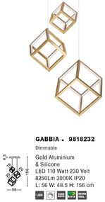Lustra cu 3 pendule LED design modern geometric GABBIA auriu NVL-9818232