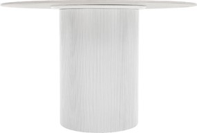 Masă de sufragerie, marmură albă/MDF, diametru 120 cm, MAHIR TIP 1