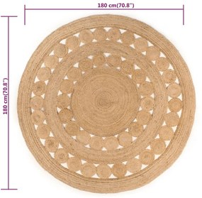 Covor din iuta cu design impletit, 180 cm rotund 180 cm
