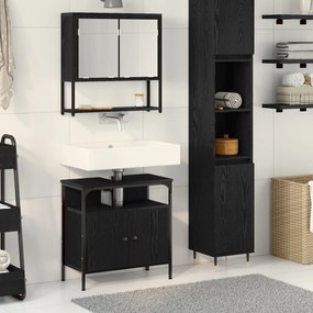 vidaXL Set de mobilă pentru baie 2 piese din lemn laminat stejar negru