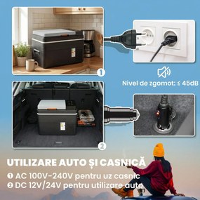 Outsunny Frigider portabil 12V cu adaptor 240V pentru rulote și mașini | Aosom Romania